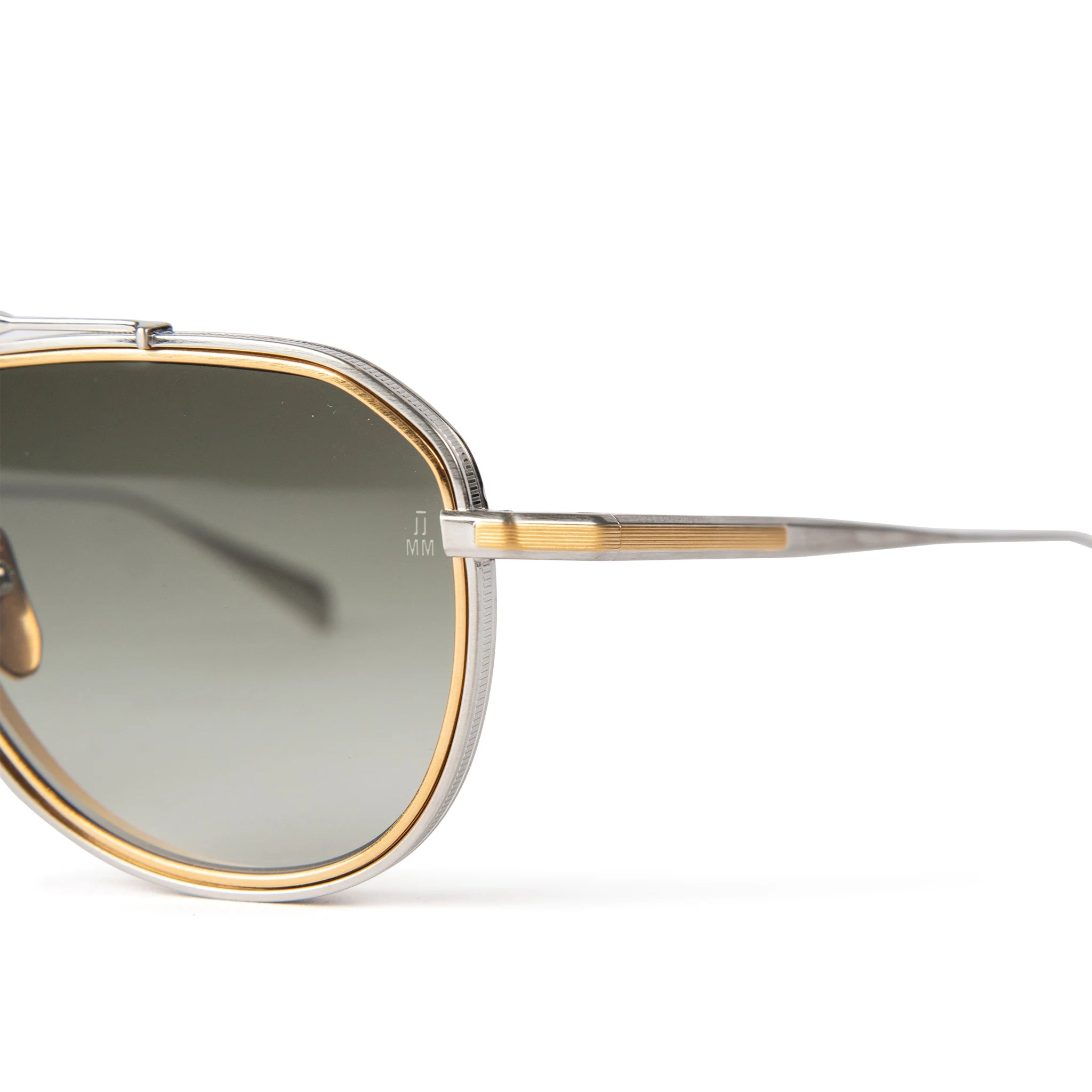 Jacques Marie Mage Commander Silver Gold Green Sunglasses